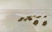Jozef Chelmonski Partridges in snow oil painting